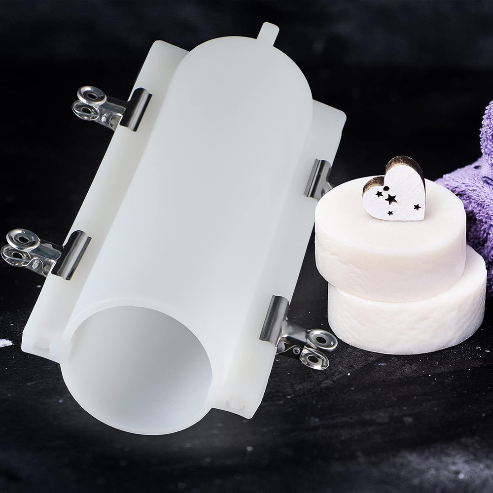 Soap Making Kit For Beginners - แม่พิมพ์สบู่ทรงกระบอกขนาดใหญ่พร้อมคลิปหนีบ, แม่พิมพ์ซิลิโคนทรงกระบอก 1000 มล., อุปกรณ์ทำสบู่แบบฝัง, สำหรับทำสบู่