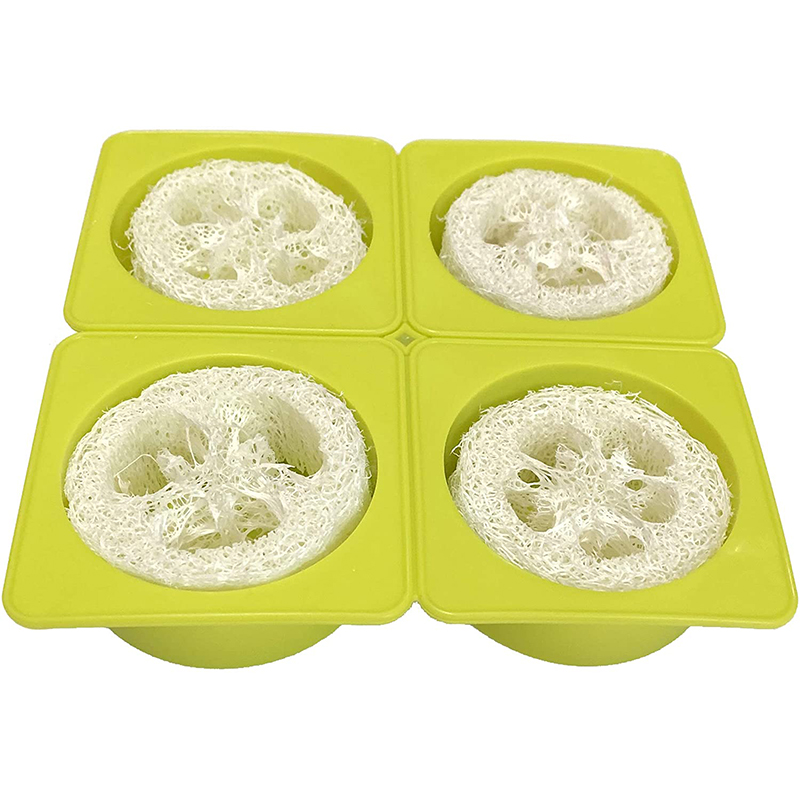 Soap Making Kit For Beginners - 4ช่องรอบซิลิโคนสบู่ธรรมชาติ Loofah สบู่ทำชุดแม่พิมพ์4ชิ้น Loofah แผ่นตัด
