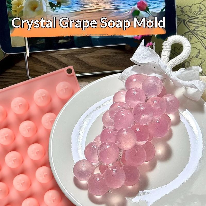 Soap Making Kit For Beginners - แม่พิมพ์ซิลิโคนรูปทรงลูกองุ่น ถอดง่าย ไม่ติดแม่พิมพ์ สำหรับเก็บน้ำแข็ง ทำสบู่แฮนด์เมด เทียน